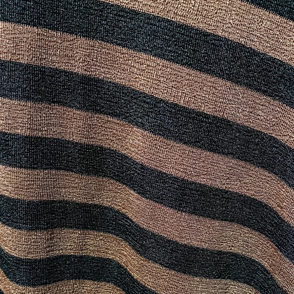PSE Vintage plus size 3X Striped Black and Brown stretchy long sleeve top - Picture 4 of 12
